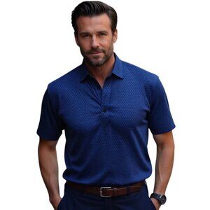 Collars & Co Semi-Spread Collar Polo Short Sleeve Sz MED Turbo GT Navy Blue